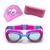 Kit Natação Infantil Profissional Óculos Touca e Estojo Rosa azul