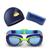 Kit Natação Infantil Profissional Óculos Touca e Estojo Azul azul escuro