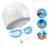 Kit óculos de natação infantil com protetores e touca Branco
