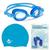 Kit Óculos de Natação Mergulho Classic Jr + Touca Silicone + Protetor Ouvido Nariz Azul