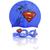 Kit Óculos E Touca Natação Infantil Silicone Liga Da Justiça Superman