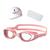 Kit Óculos Touca e Estojo para Natação Adulto Proteção UV Rosa space, Rosa