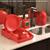 Kit Organizador de Cozinha Pia Bonita 3pc com Escorredor, Lixeira e Dispenser de Detergente UZ1900 UZ Utilidades Vermelho