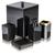 Kit Para Banheiro Lavabo Combo Com Lixeira 5 Litros Luxo Preto