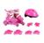 Kit Patins e Proteção Infantil In Line e Tri Line - BBR 2941 Rosa flor