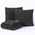 Kit Peseira Manta Cama Queen Sala Sofa 230x60cm + 2 Capas de Almofada Trico Toquio Grafite