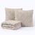 Kit Peseira Manta Cama Solteiro Sala Sofa 150x60cm + 2 Capas de Almofada Trico Toquio Bege