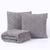 Kit Peseira Manta Cama Solteiro Sala Sofa 150x60cm + 2 Capas de Almofada Trico Toquio Cinza Claro