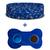 Kit Pet Caminha de Cachorro e Gato Médio + Tapete para Potes M Azul Patinha