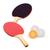 Kit Ping Pong Tenis de Mesa com Cinco Peças 2 Raquetes e 3 Bolinhas Brinquedo Esporte Lazer Western Vermelho, Preto