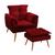 Kit Poltrona Almofadada Decorativa Beta e Puff Lunar N-033 Veludo Vermelho Aradecor Vermelho