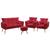 Kit Poltrona Namoradeira e 2 Poltronas Decorativas Estofada Beta Puff Solar Sued Vermelho Aradecor Vermelho