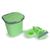 Kit Porta Detergente Lixeira 3 Litros Rodinho Pia Plástico Indispensável Cozinha Limpeza Verde