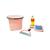 Kit Porta Detergente Lixeira 3 Litros Rodinho Pia Plástico Indispensável Cozinha Limpeza Rosa Claro