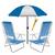 Kit Praia 2 Cadeira Reclinável Sannet Alumínio + Guarda Sol + Saca Areia - Mor Azul