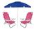 Kit Praia Guarda Sol Articulado 2m Cadeira Reclinável Summer 6 Posições Até 110kg Alumínio - Mor Rosa