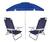 Kit Praia Guarda Sol Articulado 2m Cadeira Reclinável Summer 6 Posições Até 110kg Alumínio - Mor Azul marinho