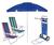 Kit Praia Guarda Sol Articulado 2m Carrinho Com Avanço  para Caixa Cadeira Reclin 8 Pos Alumínio - Mor Azul