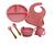 Kit Prato Infantil De Silicone C/ Copo Talher Babador Tigela Rosa