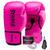 Kit Profissional Fheras Luva Tradicional Protetor Bucal e Bandagem Boxe Muay Thai Rosa bandagem rosa