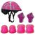 Kit Proteção Infantil Capacete+Joelheira+Cotoveleira -Cores Rosa