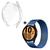 Kit Pulseira Metal + Case de Silicone para Galaxy Watch 4 44 Azul + Case Transparente