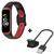 Kit Pulseira Silicone Furadinha + Carregador Galaxy Fit 2 Preto com Vermelho