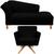 Kit Recamier Sofá Chaise Para Clinica 1,60 + 1 Poltrona Decorativa Iza Base Giratoria Para Sala de Noiva Nanda Decor Suede preto