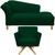 Kit Recamier Sofá Chaise Para Clinica 1,60 + 1 Poltrona Decorativa Iza Base Giratoria Para Sala de Noiva Nanda Decor Suede verde musgo