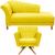 Kit Recamier Sofá Chaise Para Clinica 1,80 + 1 Poltrona Decorativa Iza Base Giratoria Para Sala de Noiva Nanda Decor Suede amarelo