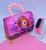 Kit Relógio Digital Led Bracelete Silicone Prova água + Bolsa infantil Mini Bag Alça Mão Pérolas Disney Frozen Minnie Sofia