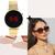 Kit Relógio Digital Led Redondo Silicone ajustável + Óculos de Sol Feminino Armação Grande Vintage Quadrado Luxo Moda Dourado