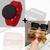 Kit Relógio Digital Led Redondo Silicone ajustável + Óculos de Sol Feminino Armação Grande Vintage Quadrado Luxo Moda Vermelho