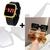 Kit Relógio Digital Led Silicone ajustável Esporte + Óculos de Sol Feminino Armação Grande degradê Luxo Tendência Moda Preto com Dourado