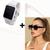 Kit Relógio Digital Led Silicone ajustável Esporte + Óculos de Sol Feminino Armação Grande degradê Luxo Tendência Moda Branco