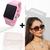 Kit Relógio Digital Led Silicone ajustável Esporte + Óculos de Sol Feminino Armação Grande degradê Luxo Tendência Moda Rosa