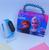 Kit Relógio Digital Prova água Silicone Ajustável + Bolsa Infantil Ombro Bag Princesa Disney Alça Pérolas Moda Blogueira Frozen
