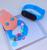 Kit Relógio Infantil Digital Bracelete Prova Agua + Conjunto Pulseiras Infantis Miçangas Coloridas e Brincos Meninas Azul