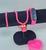 Kit Relógio Infantil Digital Led Bracelete Esportivo Prova água Silicone + Colar e Pulseira Miçangas Caixa Coraçao Rosa