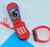 Kit Relógio Infantil Digital Led Bracelete Prova água Meninos + Celular Brinquedo Toca Musica Som Pisca Luz Colorido Vermelho
