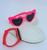Kit Relógio Infantil Digital Led Menina Prova água Esporte + Óculos de Sol Formato Coração para Crianças Vermelho