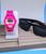 Kit Relógio Infantil Digital Sport Watch Colorido Menino/Menina + Óculos de Sol Flexivel Quadrado para Crianças Rosa