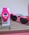 Kit Relógio Infantil Digital Sports Menina Colorido + Óculos de Sol Gatinho Formato Coração com Laço Hello Kitty Rosa