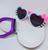 Kit Relógio Infantil Feminino Digital Prova água Bracelete Esportivo + Óculos de Sol Coração com Laço Formato Coração Roxo
