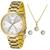 Kit relógio lince feminino dourado social Lrg4458l Kt71 Amarelo