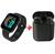 Kit Relogio Smartwatch Inteligente Y68 + Fone inPods I12 Bluetooth  PRETO
