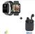 Kit Relogio Smartwatch Inteligente Y68 plus mais Fone inPods 12 Bluetooth Preto