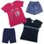 Kit Roupa De Verão Menina Bermuda Shorts + 2 Baby Look Top Sortida