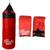 kit saco de pancada / saco de pancadas cheio profissional 70 cm + par de luvas bate saco luva boxe Vermelho