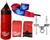 Kit Saco de Pancadas Cheio 70 cm + Luva de Bater Saco + Bandagem Muay Thai + Suporte de Saco para Teto Vermelho